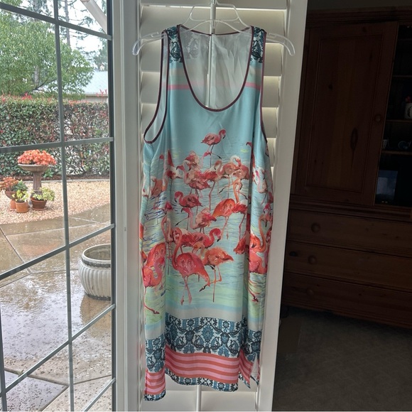 Dream Daily Dresses & Skirts - Anthropologie Dream Daily Flamingo Shift Dress Sz M Resortwear Beach Colorful